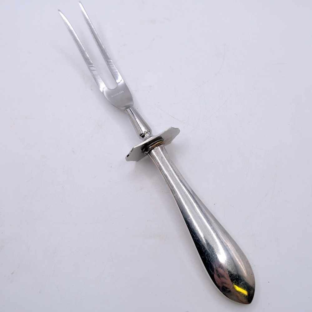 Vtg Web Silver Co Carving Fork Sterling Silver Handle Meat Server 10in Stainless